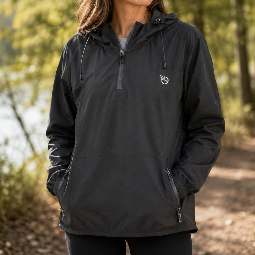 365 Days Womens 2XL Black Silver Lined Sauna Jacket Hooded Windbreaker Pullover